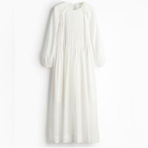H&M Pintuck Maxi Dress White Modest 
Limited Edition